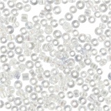 Rocailleperlen, D 1,7 mm, Größe 15/0, Lochgröße 0,5-0,8 mm, Transparent, 25 g/ 1 Pck