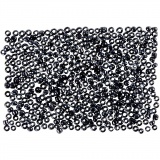 Rocailleperlen, D 1,7 mm, Größe 15/0, Lochgröße 0,5-0,8 mm, Dunkelgrau, 500 g/ 1 Btl.