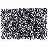 Rocailles-Perlen, D 1,7 mm, Größe 15/0, Lochgröße 0,5-0,8 mm, Dunkelgrau, 500 g/ 1 Btl.