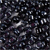 Rocailleperlen, D 1,7 mm, Größe 15/0, Lochgröße 0,5-0,8 mm, Dunkelgrau, 500 g/ 1 Btl.