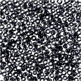 Rocailleperlen, D 1,7 mm, Größe 15/0, Lochgröße 0,5-0,8 mm, Dunkelgrau, 25 g/ 1 Pck