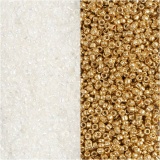 Rocailleperlen, D 1,7 mm, Größe 15/0, Lochgröße 0,5-0,8 mm, Weiß, 2x7 g/ 1 Pck