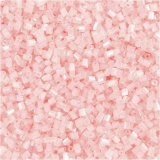 Rocaille Seed Beads 2-cut, D 1,7 mm, Größe 15/0 , Lochgröße 0,5 mm, Transparent Rosa, 25 g/ 1 Pck