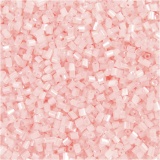Rocaille Seed Beads 2-cut, D 1,7 mm, Größe 15/0, Lochgröße 0,5 mm, Transparent Rosa, 25 g/ 1 Pck