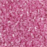 Rocaille Seed Beads 2-cut, D 1,7 mm, Größe 15/0, Lochgröße 0,5 mm, Rosa, 25 g/ 1 Pck