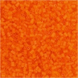 Rocaille Seed Beads 2-cut, D 1,7 mm, Größe 15/0 , Lochgröße 0,5 mm, Transparent Orange, 25 g/ 1 Pck