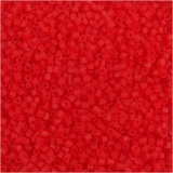 Rocaille Seed Beads, 2-cut, D 1,7 mm, Größe 15/0 , Lochgröße 0,5 mm, Transparent Rot, 25 g/ 1 Pck