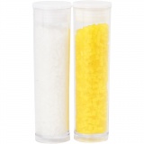 Rocaille Seed Beads 2-cut, D 1,7 mm, Größe 15/0, Lochgröße 0,5 mm, Weiß, Transparent Gelb, 2x7 g/ 1 Pck
