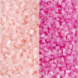 Rocaille Seed Beads 2-cut, D 1,7 mm, Größe 15/0 , Lochgröße 0,5 mm, Rosa, Transparent Rosa, 2x7 g/ 1 Pck