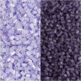 Rocaille Seed Beads 2-cut, D 1,7 mm, Größe 15/0 , Lochgröße 0,5 mm, Frosted Lila, Transparent Lila, 2x7 g/ 1 Pck