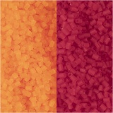 Rocaille Seed Beads 2-cut, D 1,7 mm, Größe 15/0, Lochgröße 0,5 mm, Transparent Orange, Transparent Rot, 2x7 g/ 1 Pck