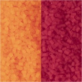 Rocaille Seed Beads 2-cut, D 1,7 mm, Größe 15/0 , Lochgröße 0,5 mm, Transparent Orange, Transparent Rot, 2x7 g/ 1 Pck