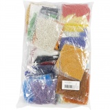 Rocailleperlen, D 1,7+3+4 mm, Größe 6/0+8/0+12/0, Lochgröße 0,5-1,2 mm, Farbe kann variieren , 32x100 g/ 1 Pck