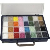 Rocailles-Perlen, D 1,7+3+4 mm, Größe 6/0+8/0+12/0, Lochgröße 0,5-1,2 mm, Farbe kann variieren , 32x100 g/ 1 Pck