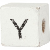 Buchstaben-Perle, Y, Größe 8x8 mm, Lochgröße 3 mm, Weiß, 25 Stk/ 1 Pck