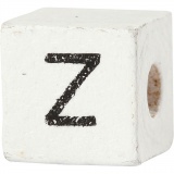 Buchstaben-Perle, Z, Größe 8x8 mm, Lochgröße 3 mm, Weiß, 25 Stk/ 1 Pck