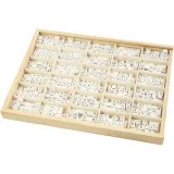 Buchstaben-Perle, A-Z, &, #, ?, Größe 8x8 mm, Lochgröße 3 mm, Weiß, 750 sort./ 1 Pck