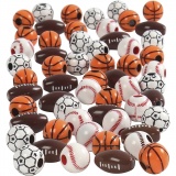 Sportball-Perlen, Größe 11-15 mm, Lochgröße 3-4 mm, Sortierte Farben, 270 g/ 1 Pck