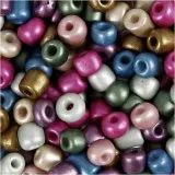 Rocailles-Perlen, D 5 mm, Größe 4/0, Lochgröße 1,2 mm, ca. 500 Stk, Metallic-Farben, 130 g/ 1 Pck