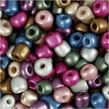 Rocailleperlen, D 5 mm, Größe 4/0, Lochgröße 1,2 mm, Metallic-Farben, 720 g/ 1 Dose