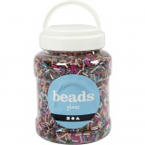 Bead Mix, L 6 mm, D 1,5-2 mm, Lochgröße 1 mm, Metallic-Farben, 520 g/ 1 Dose