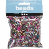 Bead Mix, L 6 mm, D 1,5-2 mm, Lochgröße 1 mm, Metallic-Farben, 130 g/ 1 Pck