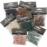 Kunststoffperlen - Set, D 6 mm, Lochgröße 1,5 mm, Inhalt kann variieren , ca. 10x150 Stk, Sortierte Farben, 8x40 g/ 1 Pck