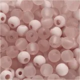 Kunststoffperlen, D 6 mm, Lochgröße 2 mm, ca. 150 Stk, Rosa, 40 g/ 1 Pck