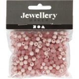Kunststoffperlen, D 6 mm, Lochgröße 2 mm, Rosa, 40 g/ 1 Pck
