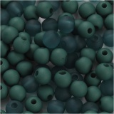 Kunststoffperlen, D 6 mm, Lochgröße 2 mm, Flaschengrün, 40 g/ 1 Pck