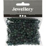 Kunststoffperlen, D 6 mm, Lochgröße 2 mm, Flaschengrün, 40 g/ 1 Pck