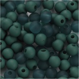 Kunststoffperlen, D 6 mm, Lochgröße 2 mm, Flaschengrün, 40 g/ 1 Pck