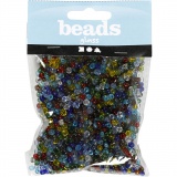 Rocailleperlen, D 4 mm, Größe 6/0, Lochgröße 0,9-1,2 mm, Glänzend transparent, 130 g/ 1 Pck
