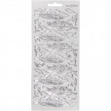 Sticker, Federn, Blatt 10x23 cm, Silber, 1 Bl.
