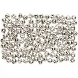 Schmuckperlen, D 3 mm, Lochgröße 0,7 mm, Silber, 150 Stk/ 1 Pck