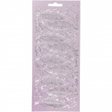 Sticker, Federn, Blatt 10x23 cm, Silber, 1 Bl.