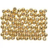 Schmuckperlen, D 4 mm, Lochgröße 0,7 mm, Gold, 150 Stk/ 1 Pck