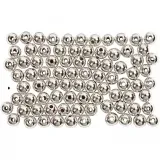 Schmuckperlen, D 4 mm, Lochgröße 0,7 mm, Silber, 150 Stk/ 1 Pck