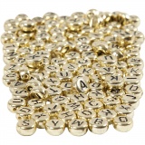 Buchstaben-Perlen, D 7 mm, Lochgröße 1 mm, Gold, 165 g/ 1 Pck