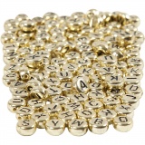 Buchstaben-Perlen, D 7 mm, Lochgröße 1,2 mm, Gold, 165 g/ 1 Pck