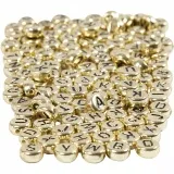 Buchstaben-Perlen, D 7 mm, Lochgröße 1 mm, ca. 1500 Stk, Gold, 165 g/ 1 Pck
