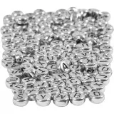 Buchstaben-Perlen, D 7 mm, Lochgröße 1,2 mm, ca. 1500 Stk, Silber, 165 g/ 1 Pck
