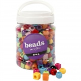 Kunststoffperlen, Größe 11 mm, Lochgröße 7 mm, Sortierte Farben, 420 g, 700 ml/ 1 Dose