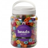 Kunststoffperlen, Größe 11 mm, Lochgröße 7 mm, Sortierte Farben, 420 g, 700 ml/ 1 Dose