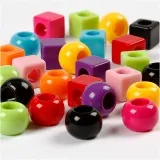 Kunststoffperlen, Größe 11 mm, Lochgröße 7 mm, ca. 750 Stk, Sortierte Farben, 1000 g, 1700 ml/ 1 Pck