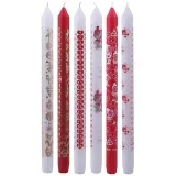Kalenderkerzen, H 30 cm, D 22 mm, Rot, Weiß, 24 Stk/ 1 Pck