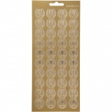 Sticker, Leier, Blatt 10x23 cm, Gold, 1 Bl.