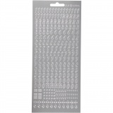 Sticker, Zahlen, Blatt 10x23 cm, Silber, 1 Bl.