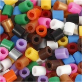 Nabbi Fuse Beads mit Schlitz, Größe 5x5 mm, Lochgröße 2,5 mm, medium, Standard-Farben, 1100 sort./ 1 Pck