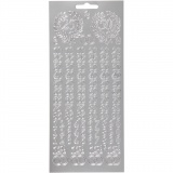 Sticker, Jubiläums-Zahlen, Blatt 10x23 cm, Silber, 1 Bl.